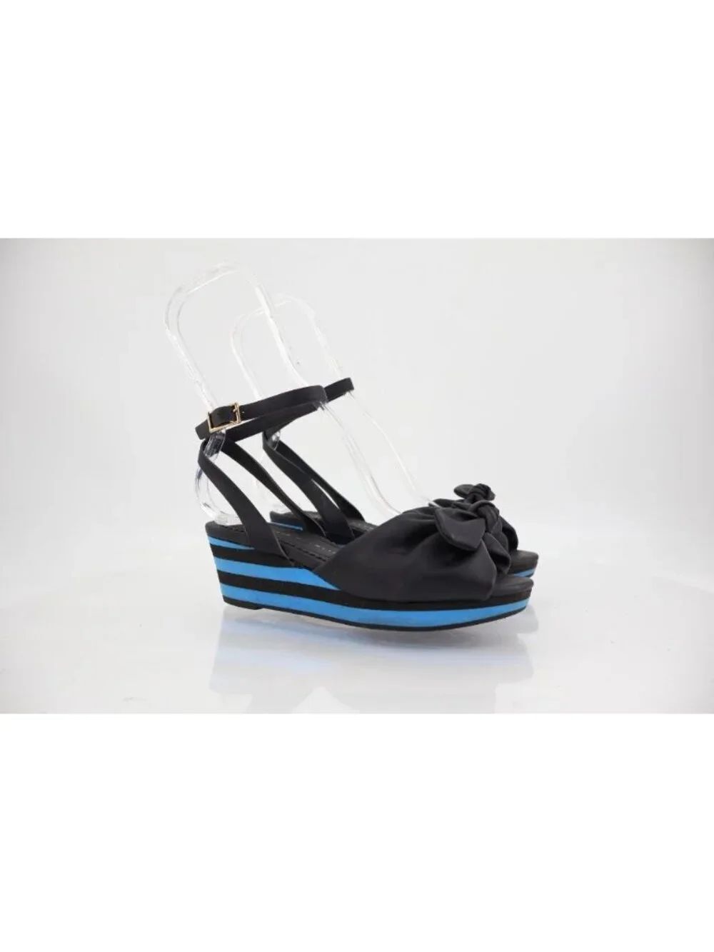Charlotte Olympia Alexa Wedge Women's 5.5 Black Bow Rubber Sole Sandals